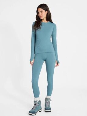 Ozark Trail Heritage Blue Warmer Leggings Thermal Seamless Fleece Pants Sm New